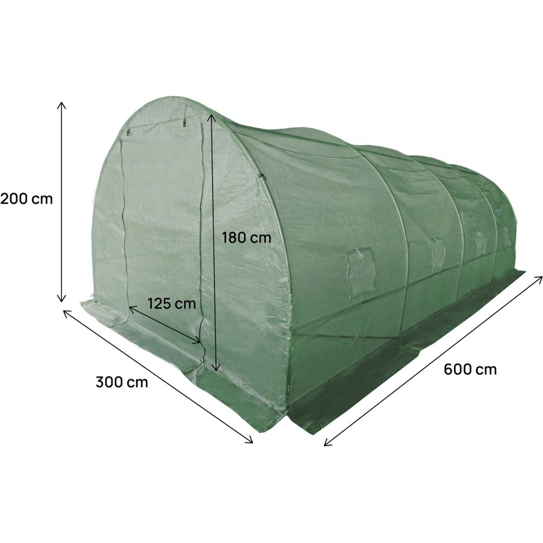Bâche pour serre tunnel de jardin "Lys" - 18 m² - 130g - Vert