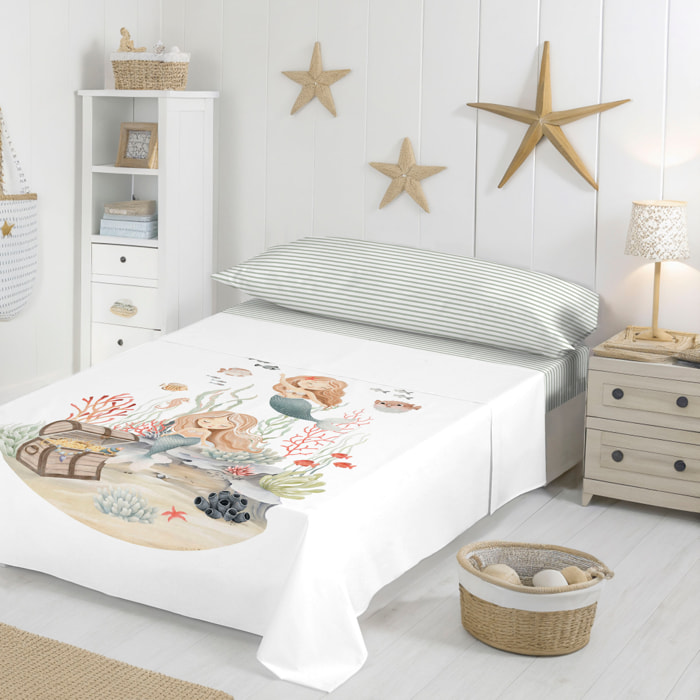 Cool Kids - Juego de Sábanas Estampadas - Infantil - Incluye 1 Funda de Almohada + 1 Sábana Bajera - 100% Algodón - Athina