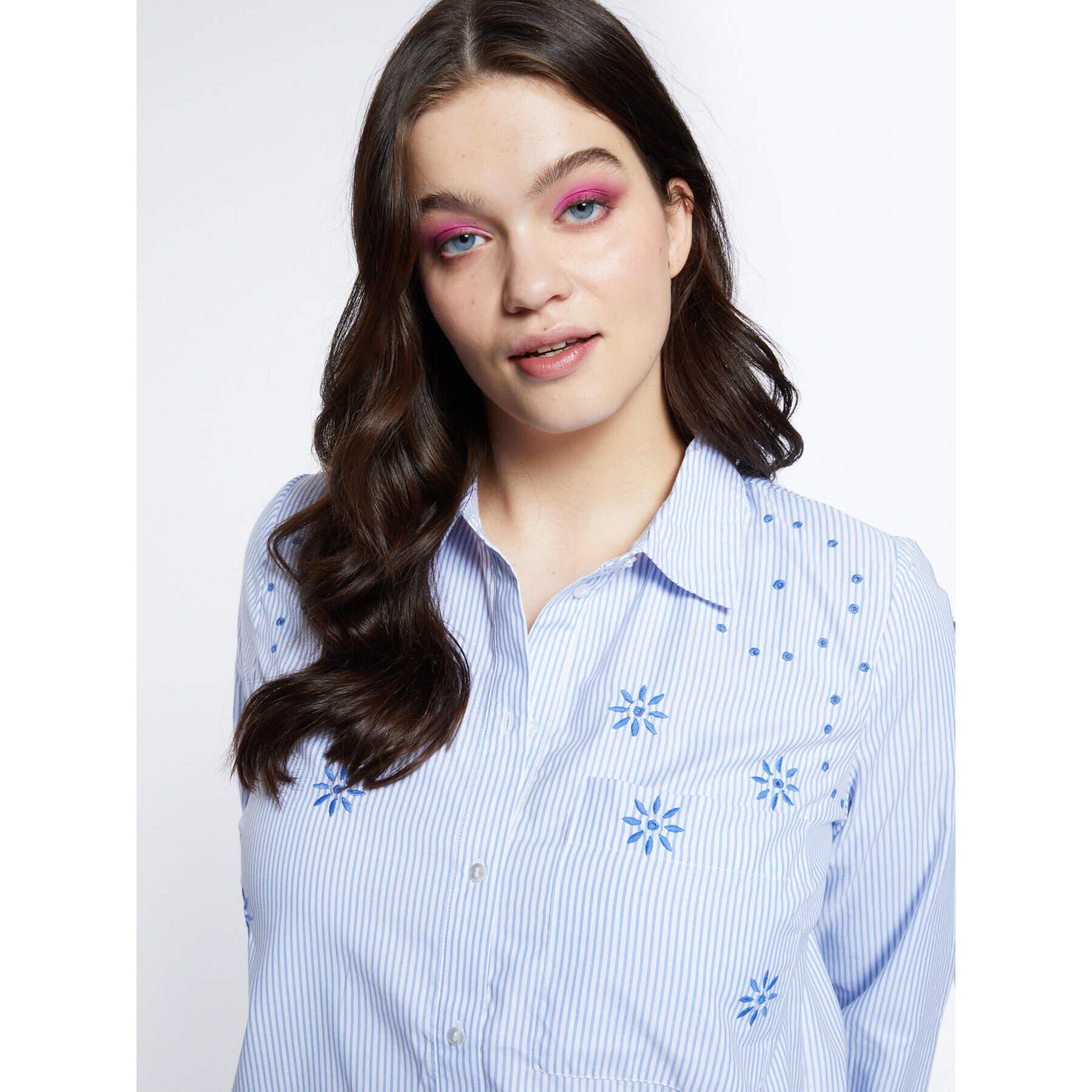 Fiorella Rubino - Camisa a rayas con bordado - Light - blue