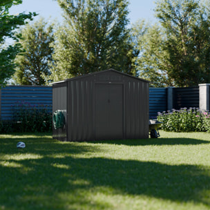 Abri de jardin en métal - Houtland. 2.71 m² anthracite - Cabane à outils avec double portes coulissantes. kit de fixation sol inclus. L 213 x P 131 x H 185cm