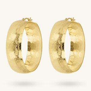 Orecchini a Cerchio Grandi Superficie Lavorata Diametro 3.4cm