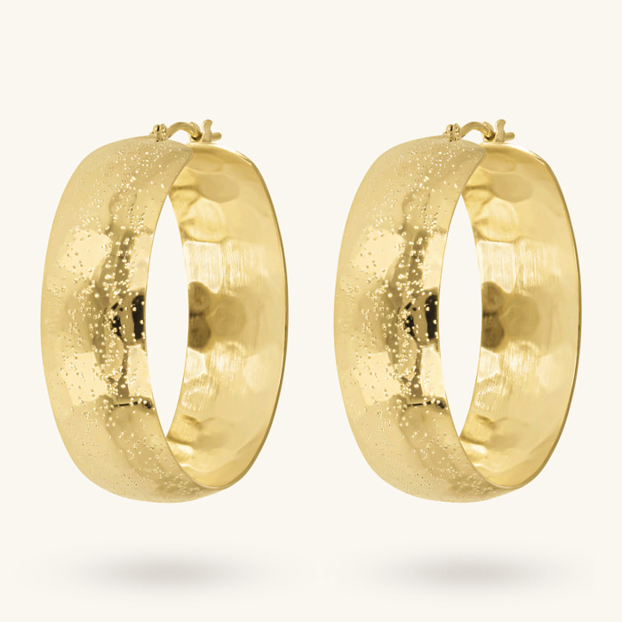 Orecchini a Cerchio Grandi Superficie Lavorata Diametro 3.4cm