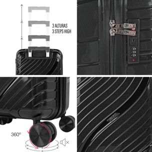 Juego De Maletas Rígidas Pp Itaca Danubio Negro