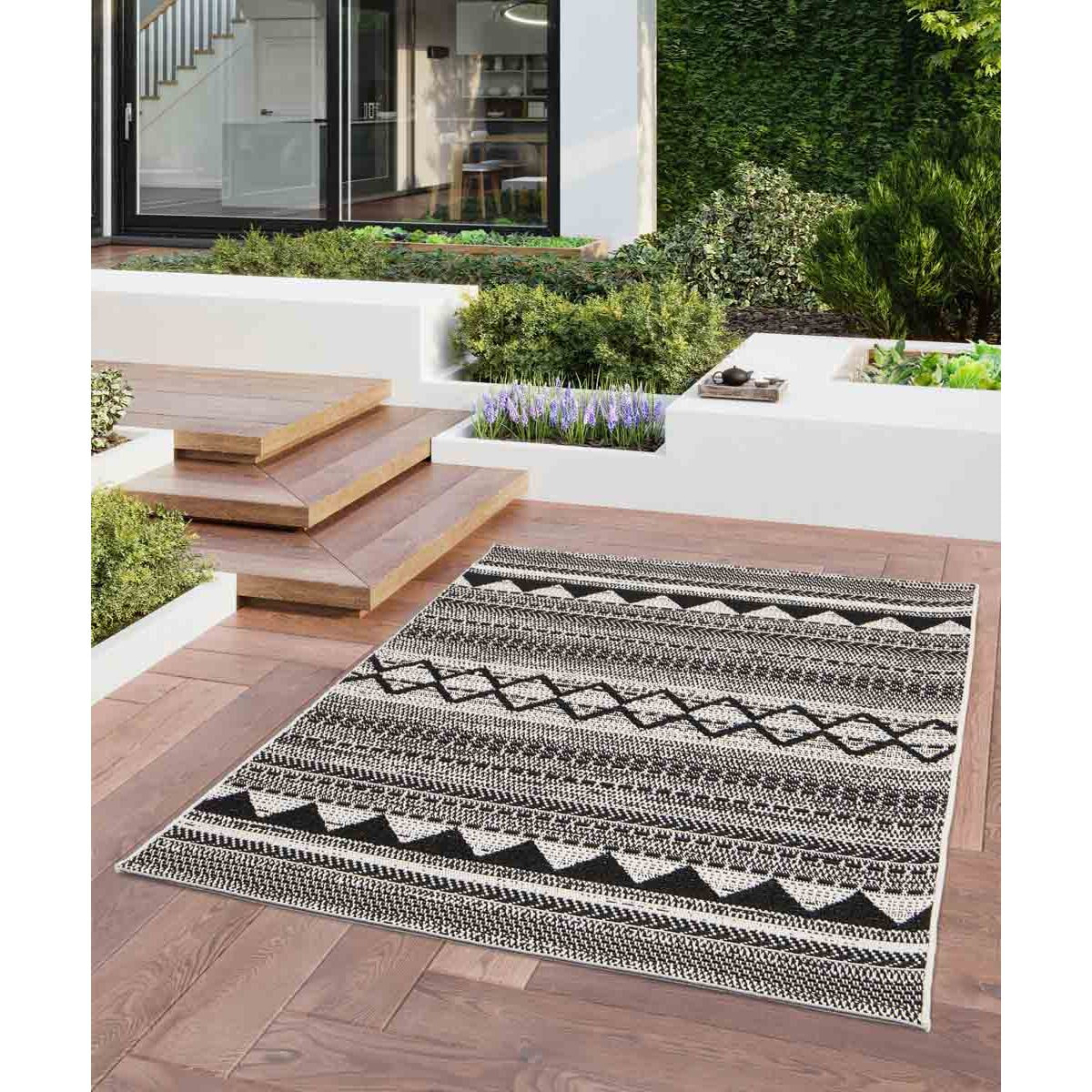 Tappeto Outdoor Grigio Nero