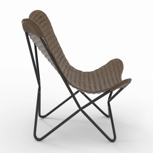 Fauteuil papillon en cuir de chèvre marron - Octave