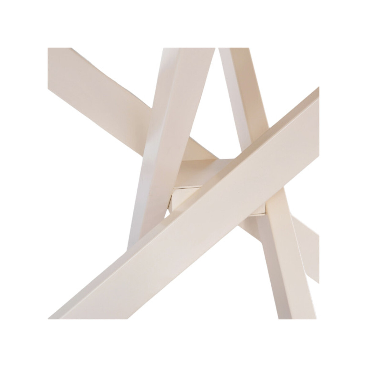 Table ronde D.130cm céramique blanc marbré pieds croisés métal – ROSALIE