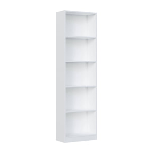 Libreria Pomona, Mobile portalibri alta a 5 ripiani, Scaffale da ufficio o cameretta, Scaffale moderno con scomparti, cm 52x25h80, Bianco