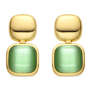 Pendientes con Ojo de Gato Verde acabado oro 18k