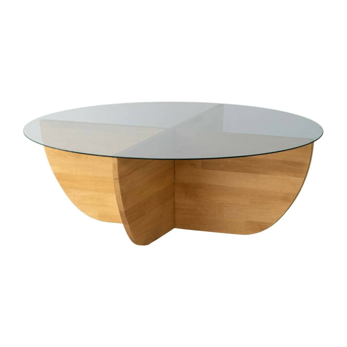 Tavolino da salotto Jolanda, Tavolo basso da caffè, Portariviste per divano, Ripiano da soggiorno, 90x90h30 cm, Rovere