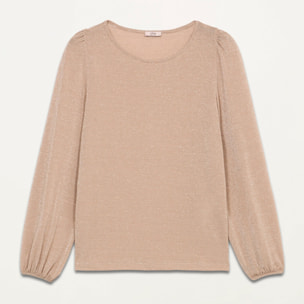 Oltre - T-shirt lurex maniche lunghe - Oro