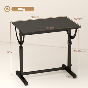 Table à dessin inclinable - bureau réglable H.70-90cm - noir