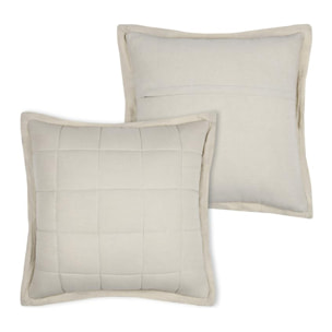 Coussin carré uni en gaze de coton surpiquée - Naturel