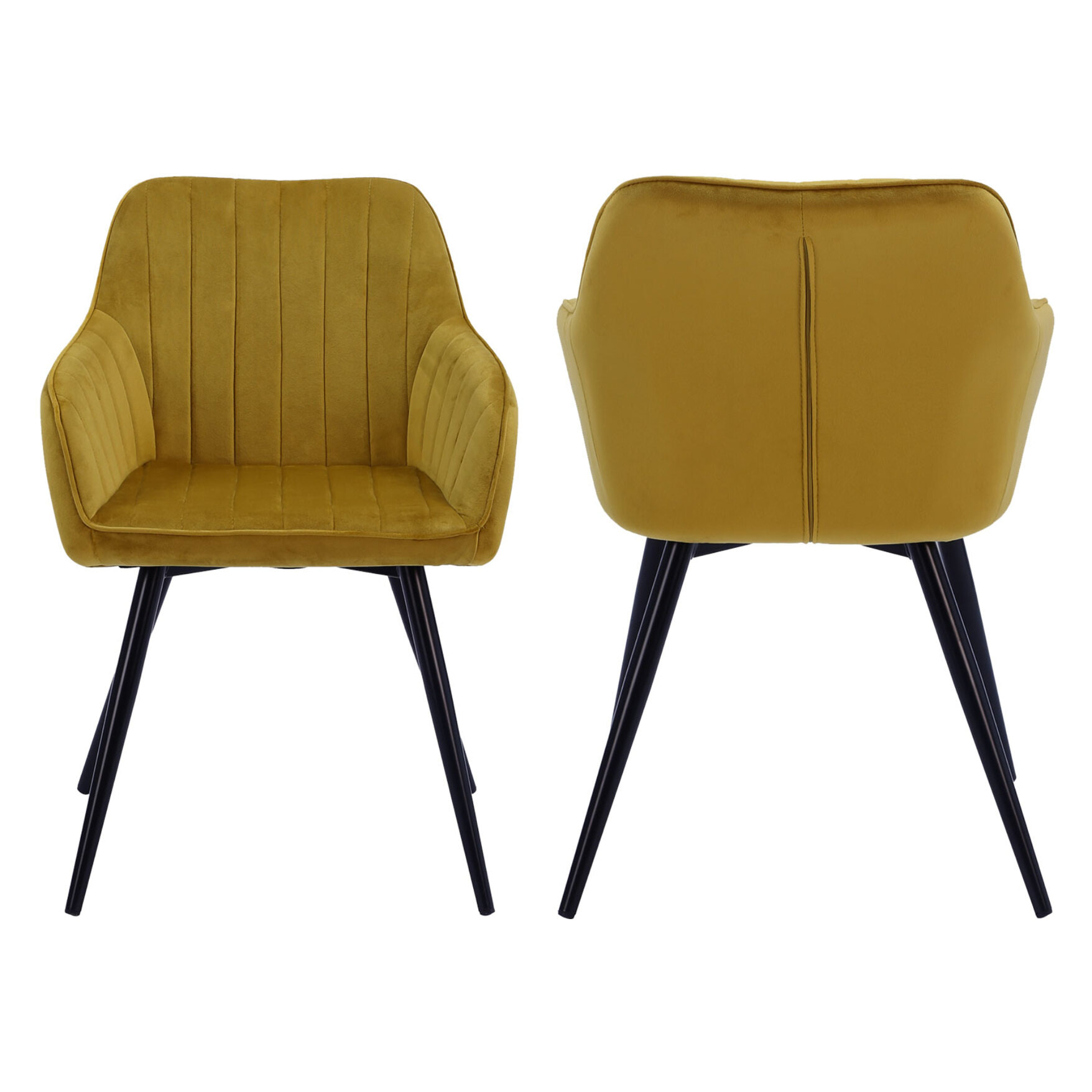 Lot de 2 chaises en velours BERTILLE moutarde