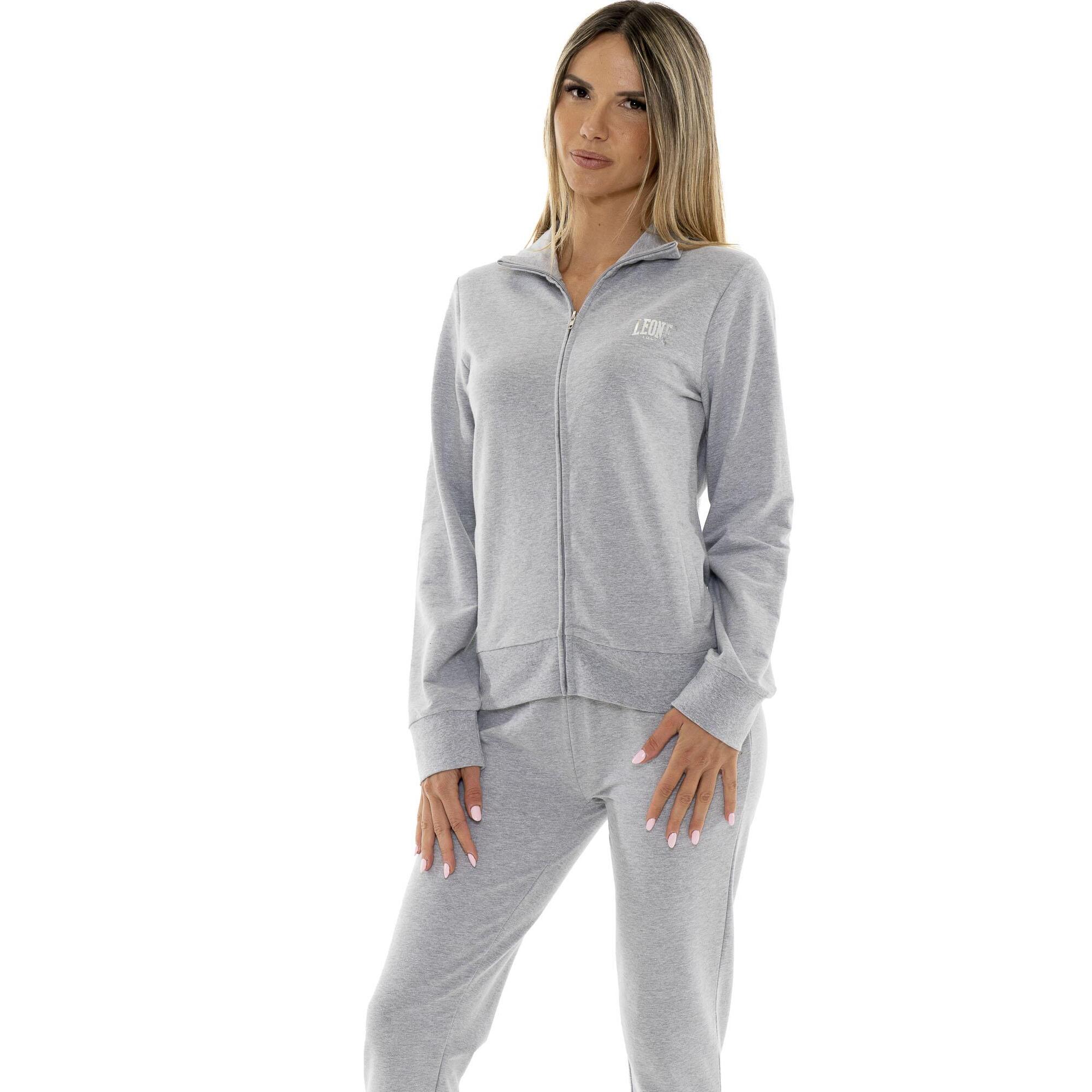 Chándal de mujer de algodón sin forro polar con cuello y cremallera Leone Summer Bright