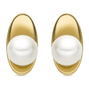 Pendientes con Perla Blanca acabado oro 18k