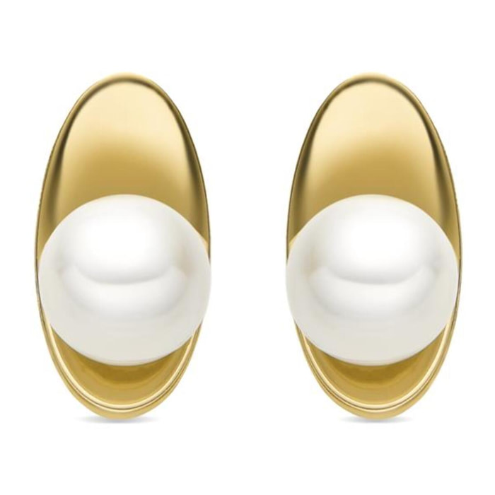 Pendientes con Perla Blanca acabado oro 18k