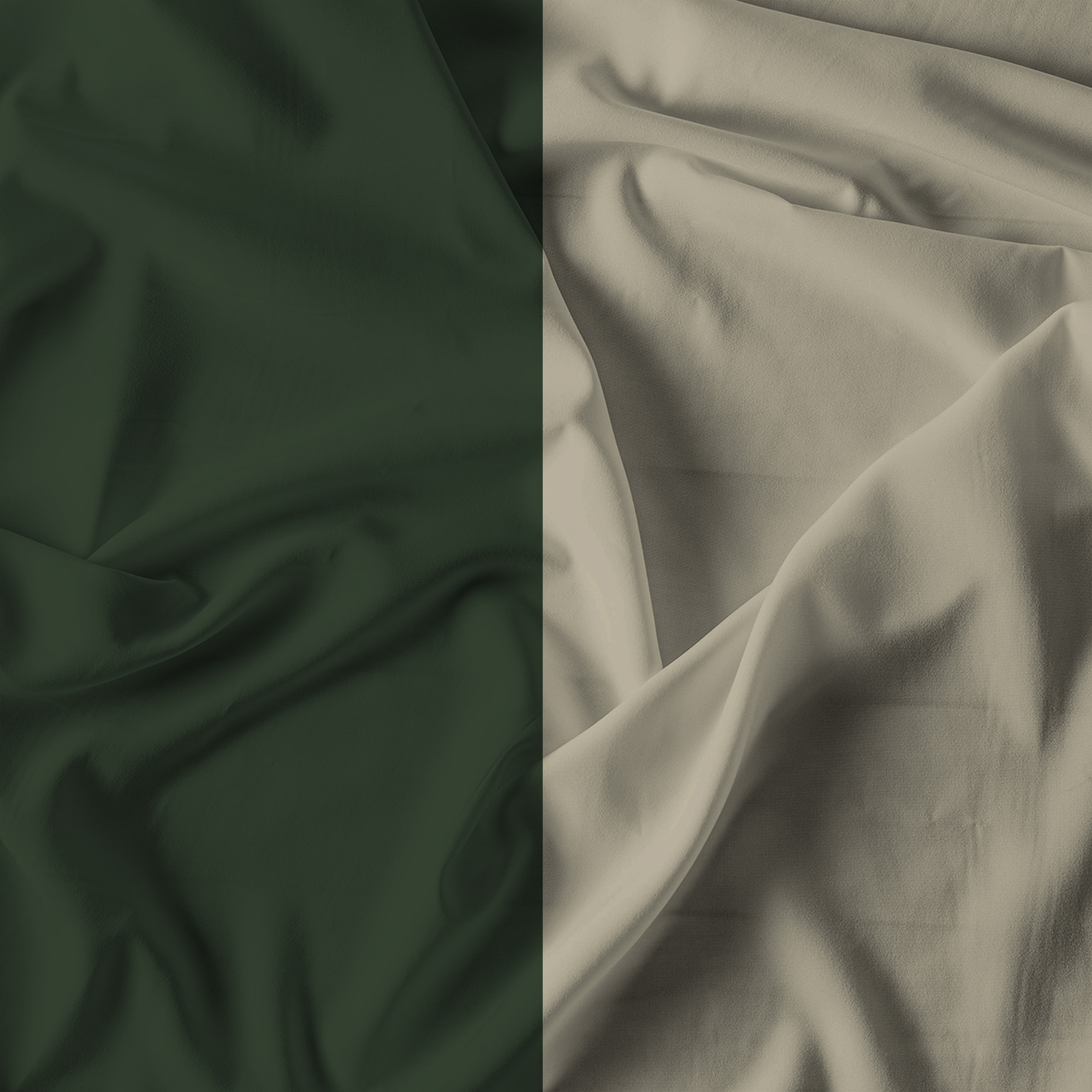 COMPLETO LETTO NATURAL COLOR, 100% Cotone, Made in Italy - VERDE OLIVA/TORTORA