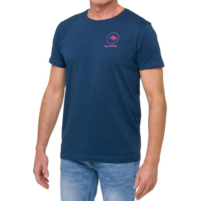 Camiseta de algodón 150 gr Hot Buttered Flame azul