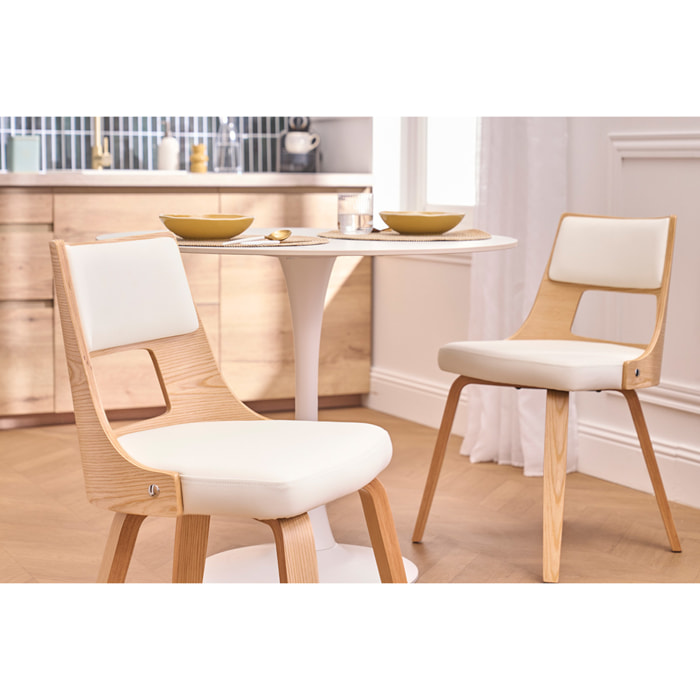 Chaise scandinave blanc et bois clair GARBO