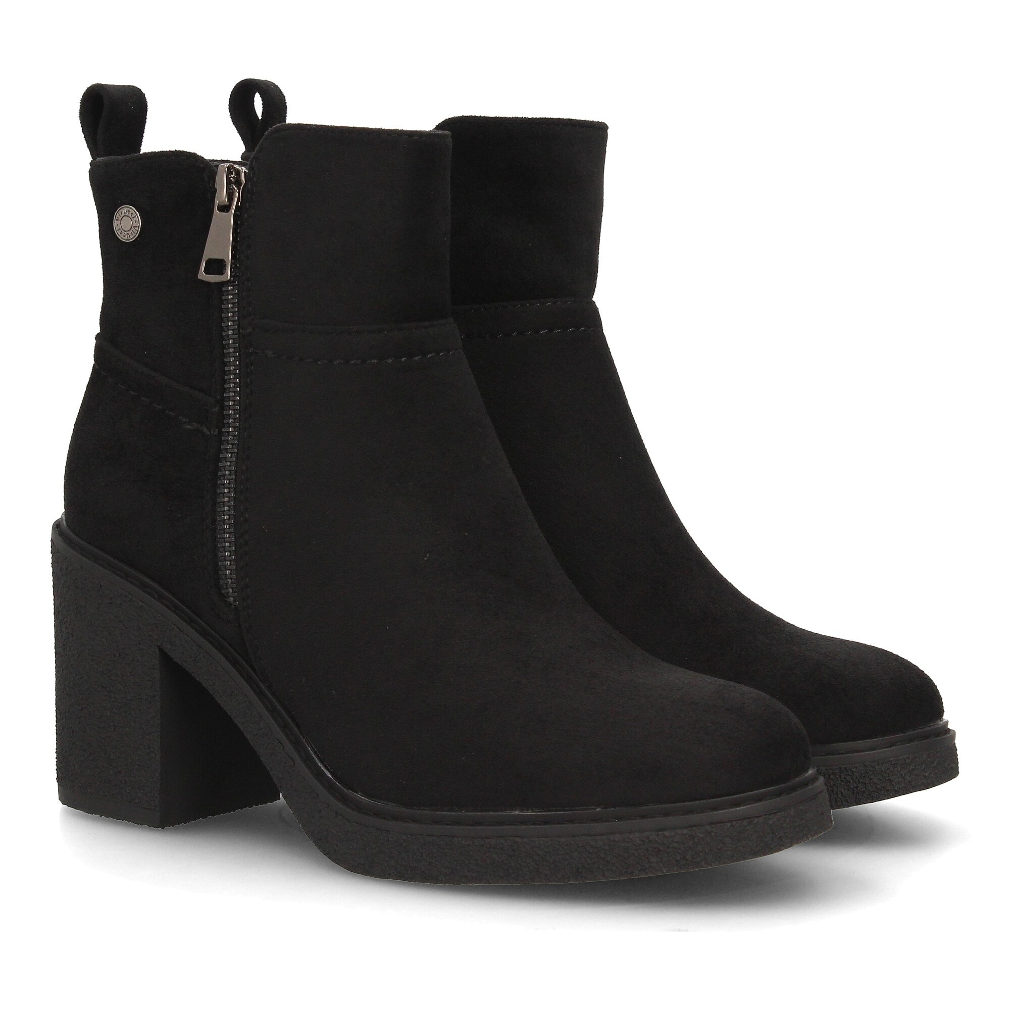 Botines Chelsea Mujer Negros con Plataforma y Tacón Ancho, cremallera lateral