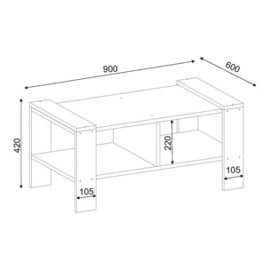 Mesa auxiliar,100% tablero de aglomerado rechapado en melamina, color blanco

nogal