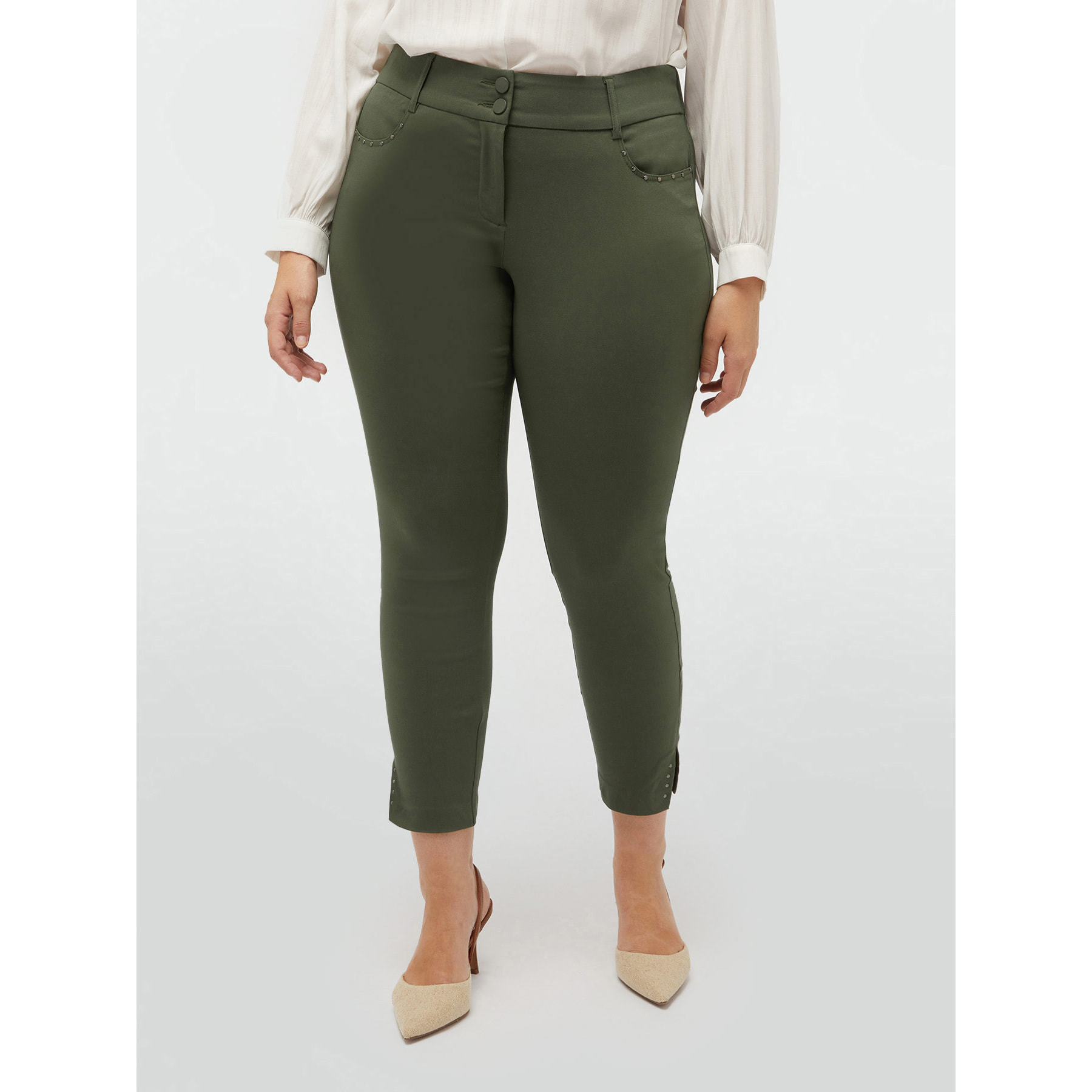 Fiorella Rubino - Pantalón pitillo de viscosa LENZING™ ECOVERO™ - Verde