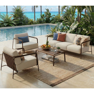 Salon de jardin en aluminium - 5 places - chocolat - VELIA