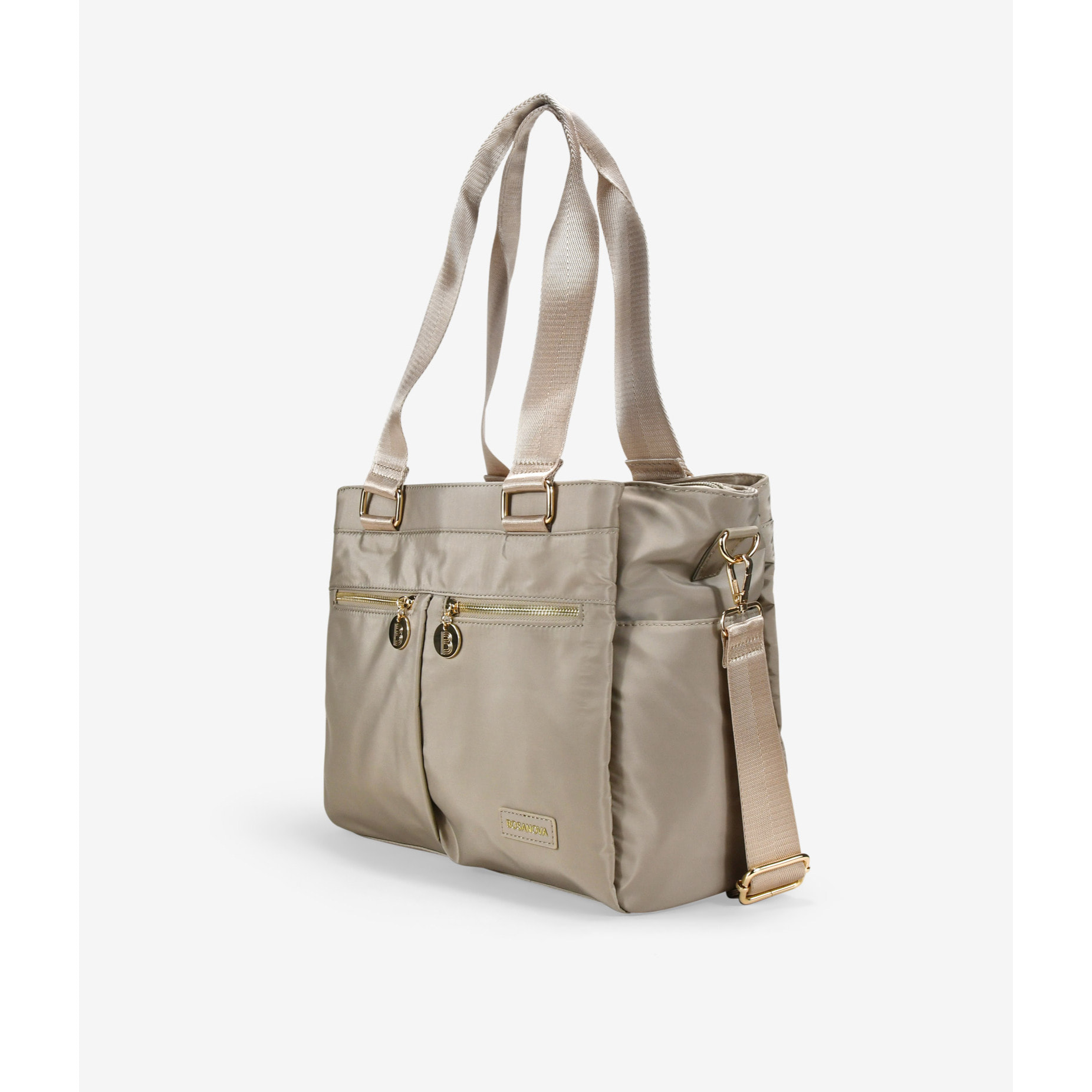 Bolso de hombro beige para portátil