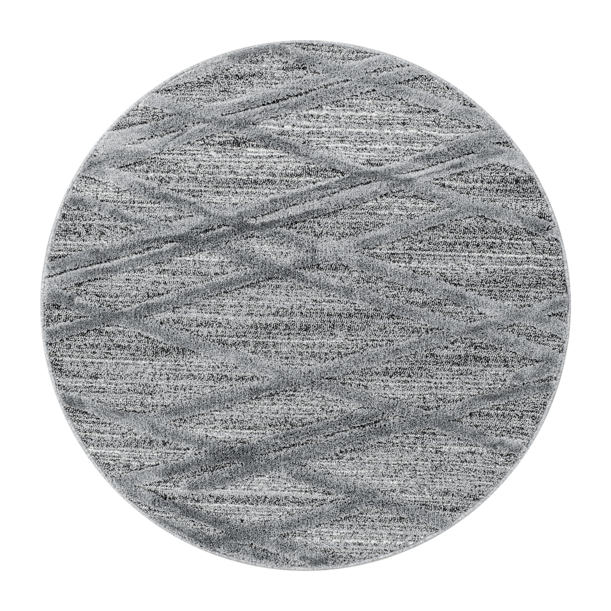 PISA - Tapis de salon rond à motif artistique gris - PIS4706GRI