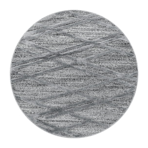 PISA - Tapis de salon rond à motif artistique gris - PIS4706GRI