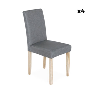 Lot de 4 chaises - Rita - chaises en tissu. pieds en bois cérusé. gris clairs