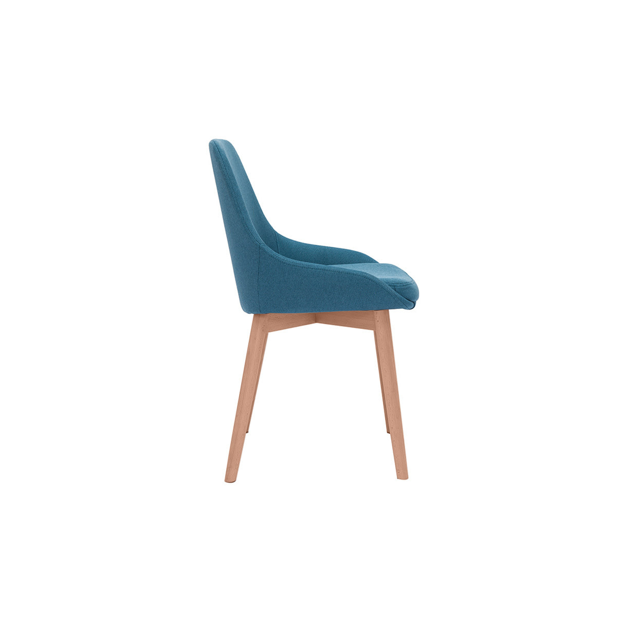 Chaises scandinaves en tissu bleu canard et bois clair massif (lot de 2) HOLO