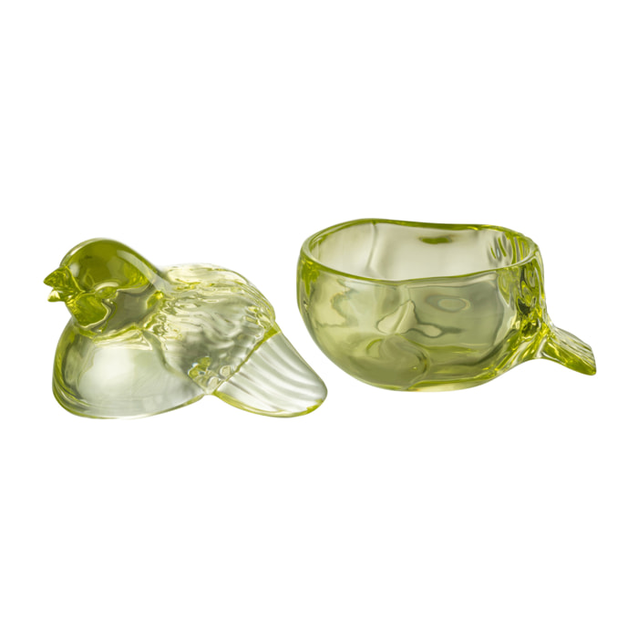 Pot de stockage J-Line Colombe - verre - vert