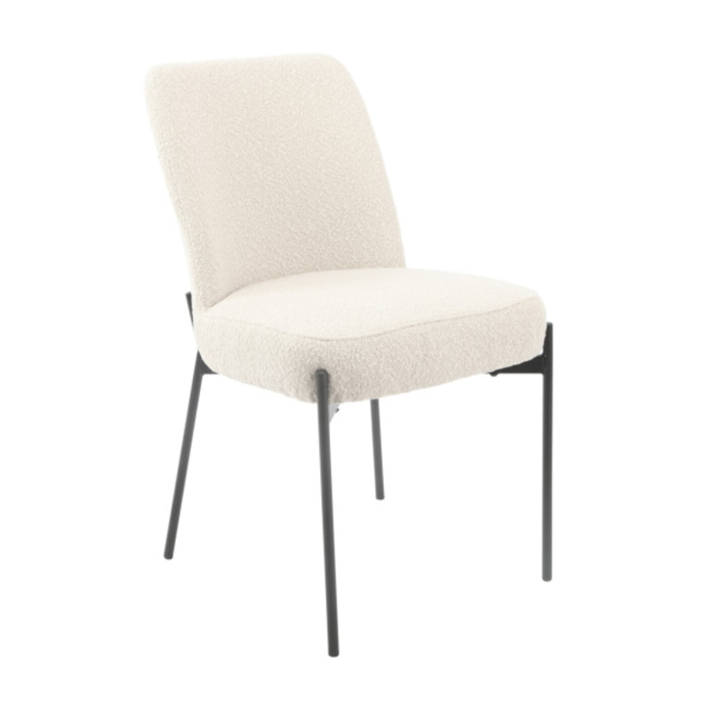 Chaise bouclette beige imitation laine de mouton et pieds métal noir - BOUCLE