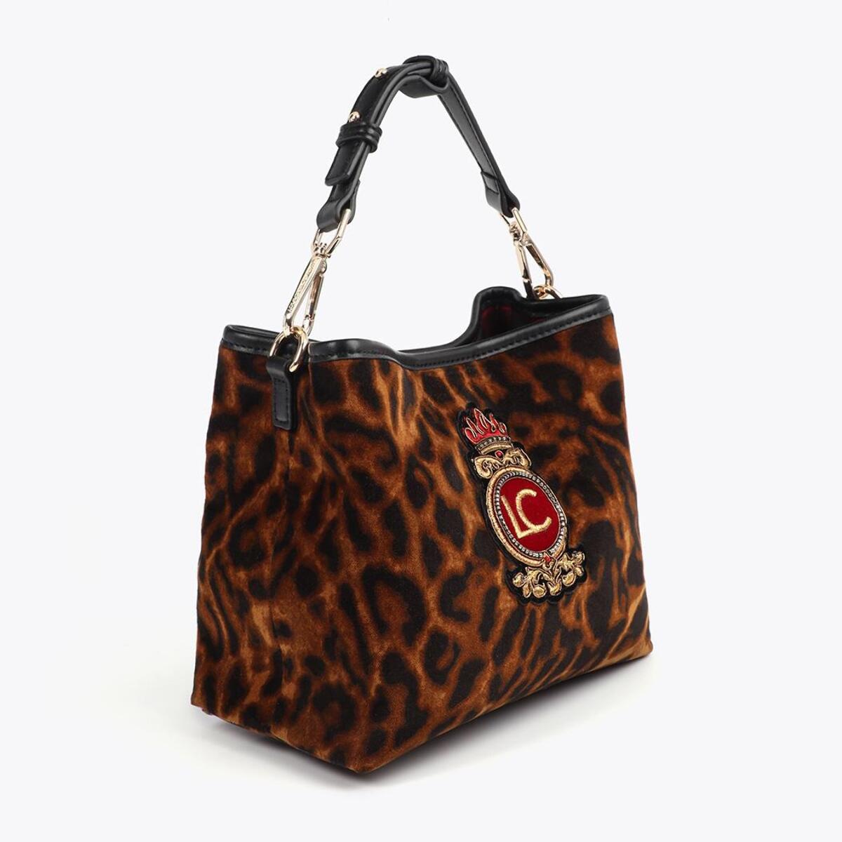 Borsa Tessuto Stampa Animale Patch Scudo