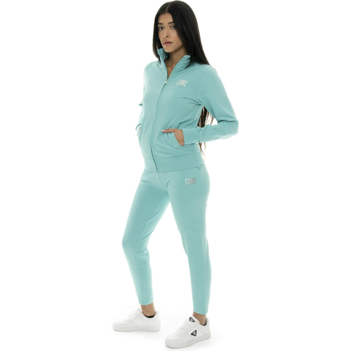 Chándal de mujer de algodón sin forro polar con cuello y cremallera Leone Summer Bright