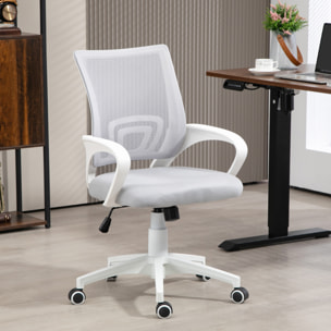 Silla de Oficina de Malla Silla de Escritorio Giratoria con Altura Ajustable Función de Basculante Soporte Lumbar y Reposabrazos Silla para Estudio Carga 120 kg Gris