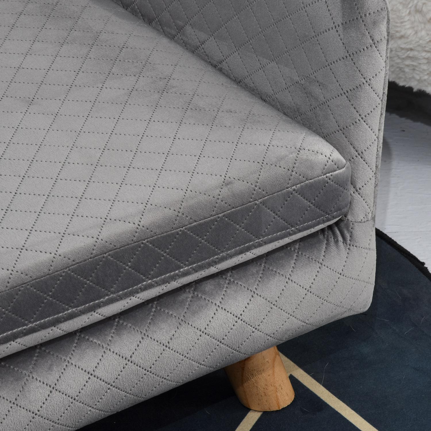 Canapé chien lit pour chien design scandinave coussin moelleux pieds bois massif dim. 64 x 45 x 36 cm velours gris