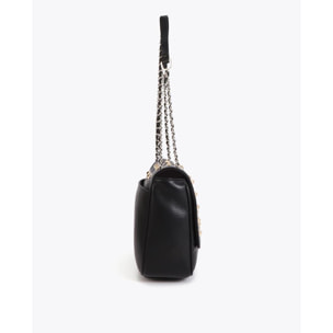 Borsa a tracolla con patta e borchie oro e argento