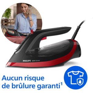 Fer à repasser PHILIPS DST6130/40 fer à vapeur Série 6000 Noir/Rouge, 2600W