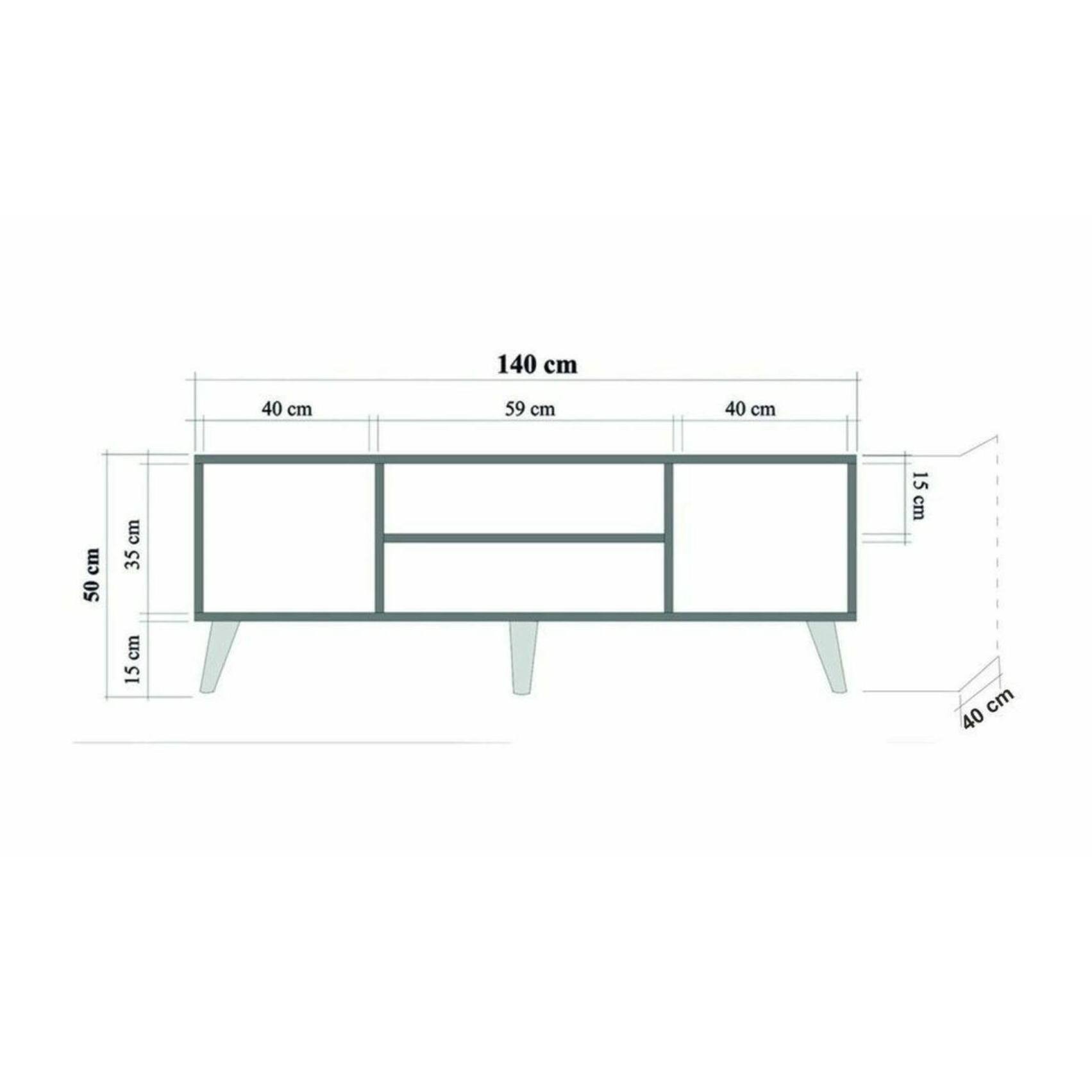 Mobile porta TV Dfantacc, Credenza da soggiorno, Armadio basso per TV, Base parete attrezzata, 140x40h50 cm, Quercia e Multicolore