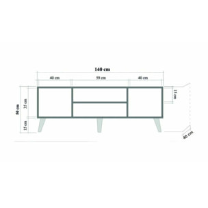 Mobile porta TV Dfantacc, Credenza da soggiorno, Armadio basso per TV, Base parete attrezzata, 140x40h50 cm, Quercia e Multicolore