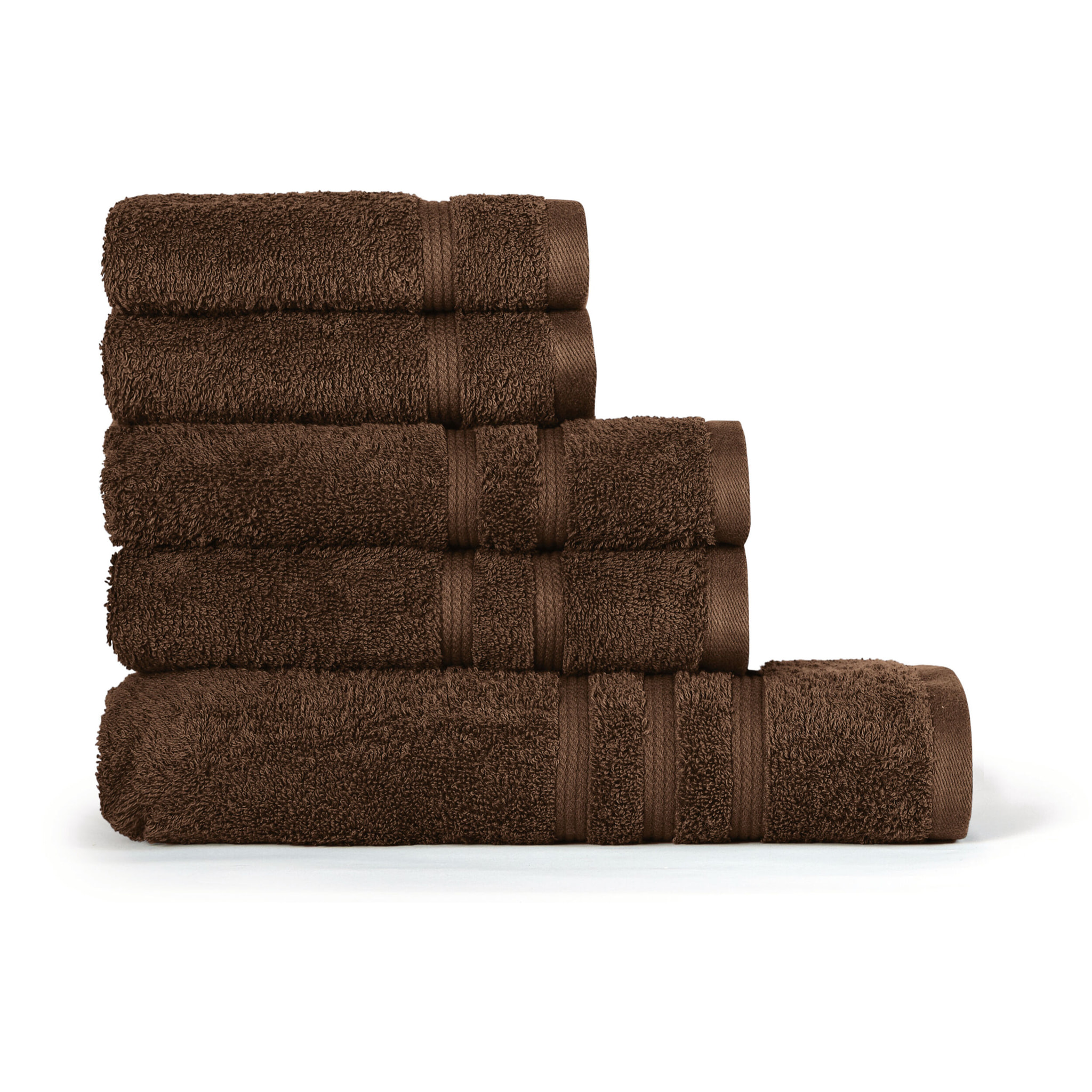 BASSETTI Morbido Asciugamano Asciugamani 480 gr 100% Cotone Set da 5 pz (2 da 58x105 cm + 2 da 38x55 cm + 1 da 70X140 cm) - Collezione MONIQUE CIOCCOLATO_M4