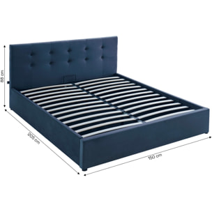Lit coffre avec tête de lit en velours - TINA