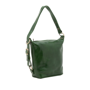 Borsa a secchiello  da donna In Vera pelle Made in Italy 34x33x15 cm