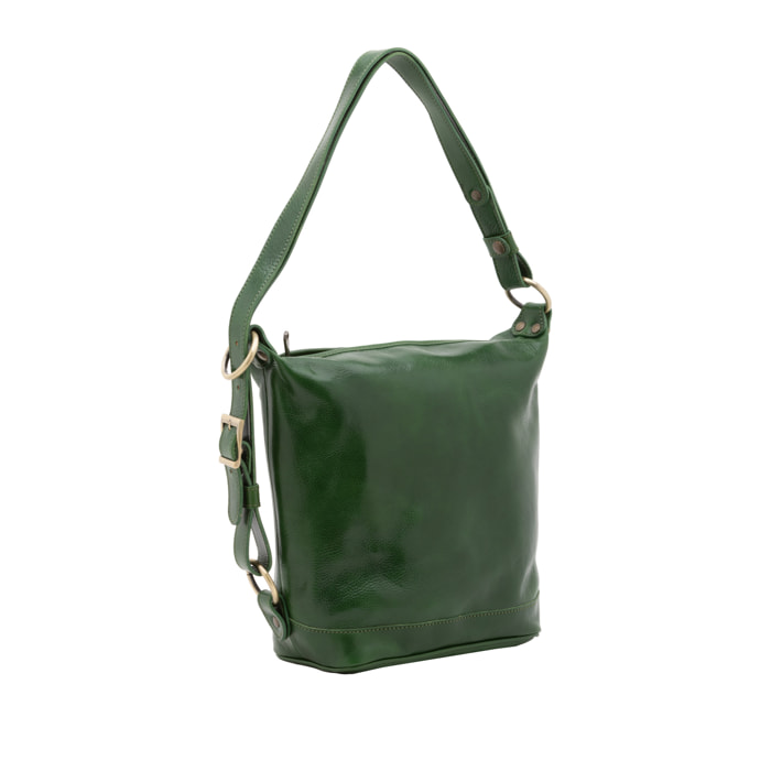 Borsa a secchiello  da donna In Vera pelle Made in Italy 34x33x15 cm