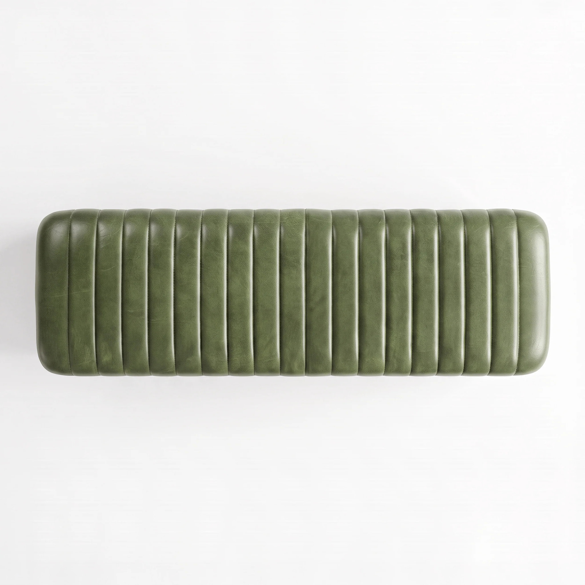 Banc 100 cm en cuir de buffle vert - Émile
