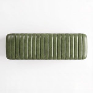Banc 100 cm en cuir de buffle vert - Émile