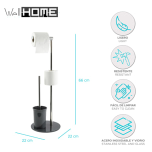 Escobillero de WC en Vidrio, Acero inoxidable y plástico en color Gris