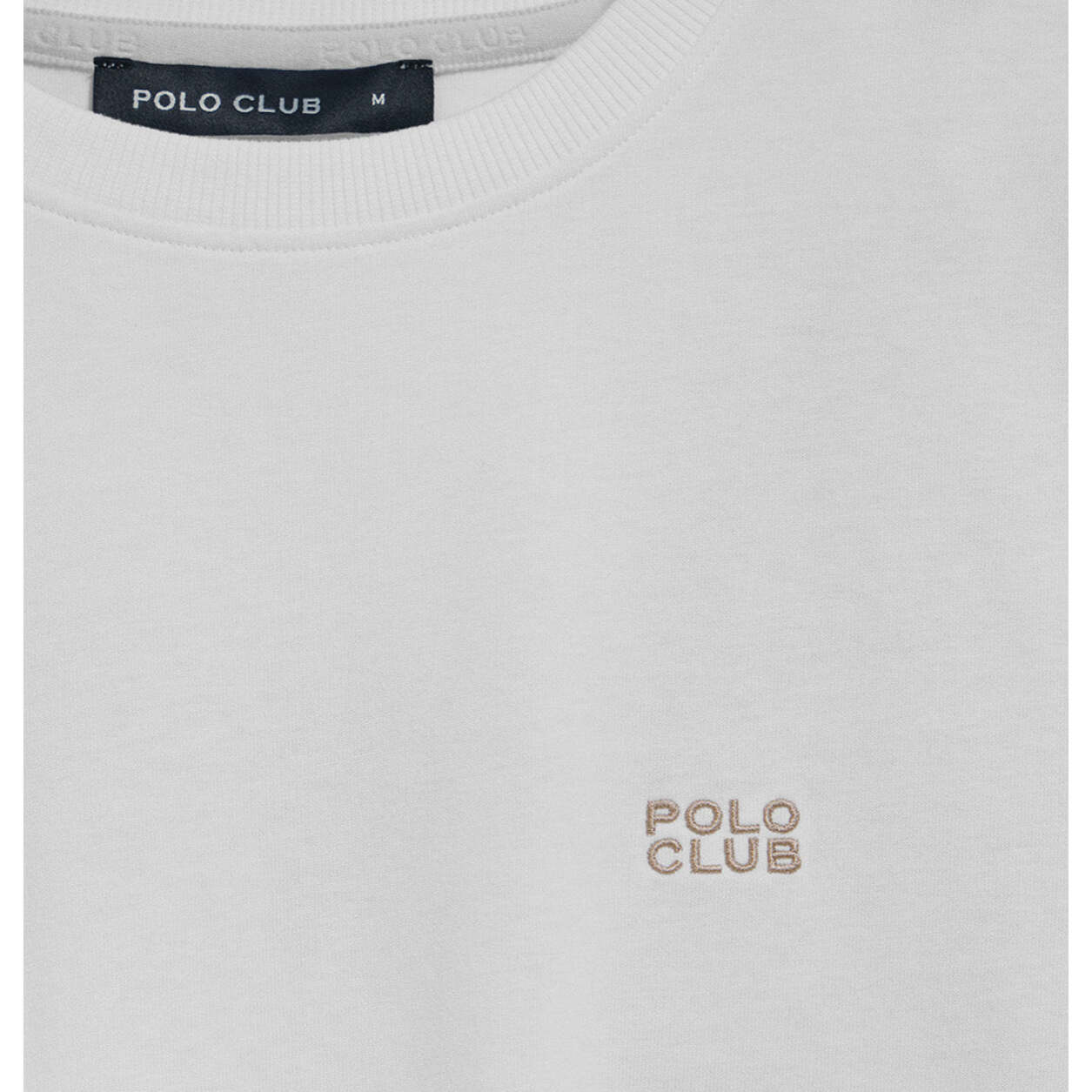 Camiseta blanca básica de cuello redondo con detalle bordado